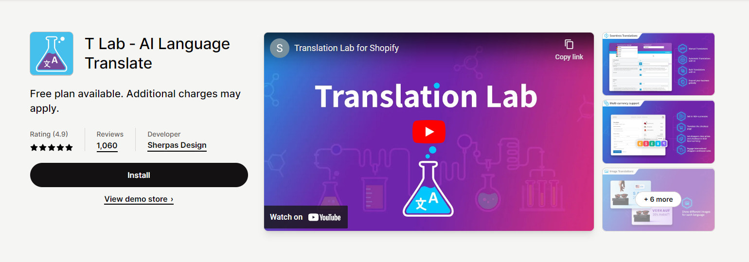 T Lab AI Translate Shopify translation app