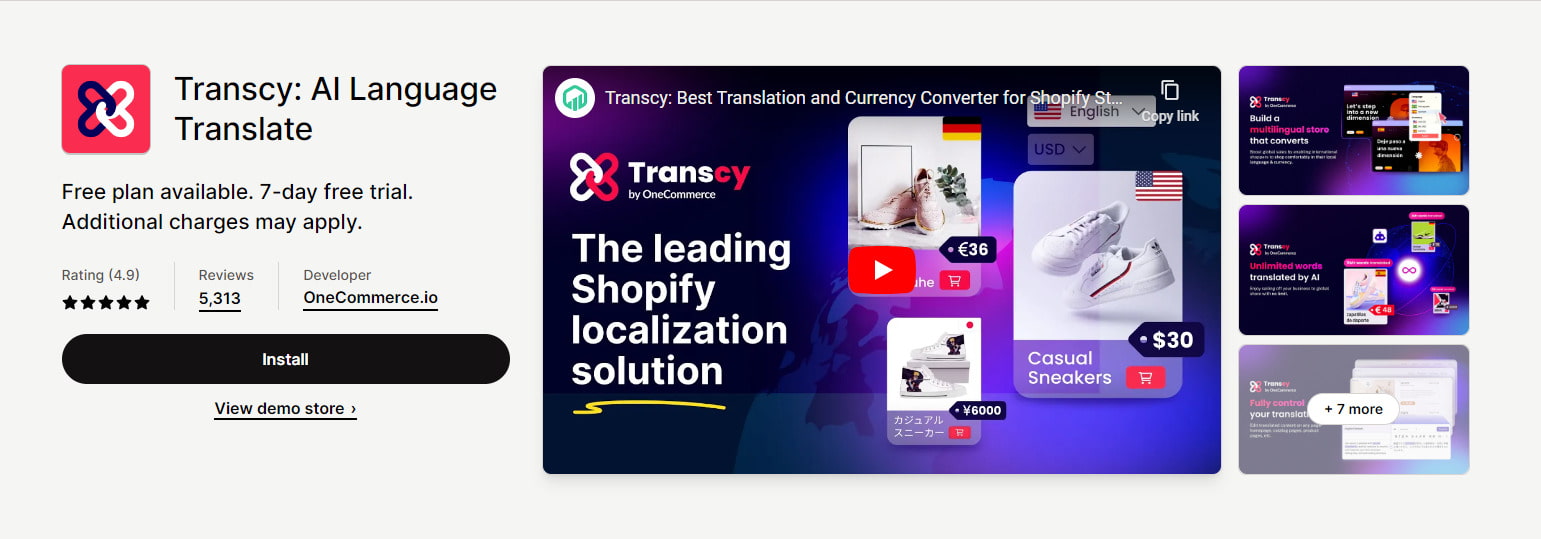 Transcy AI Language Translate Shopify translation app