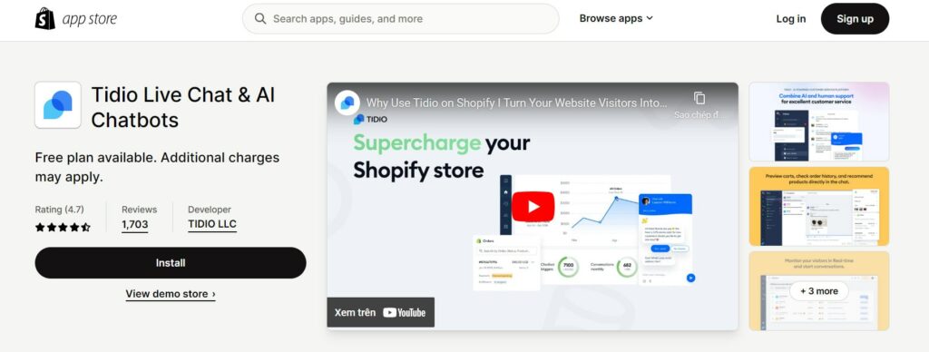 best live chat app for shopify Tidio