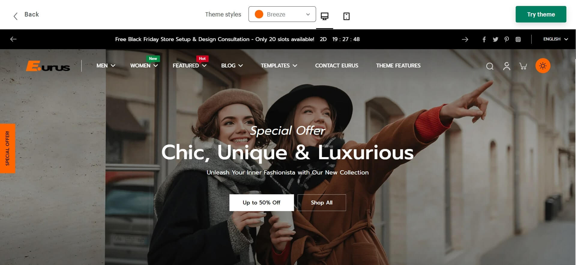 Eurus shopify theme