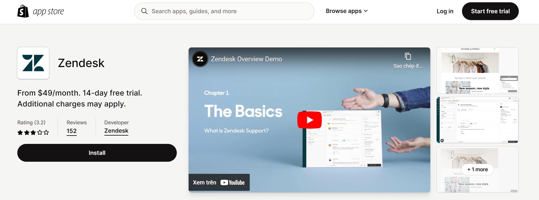 shopify live chat app Zendesk