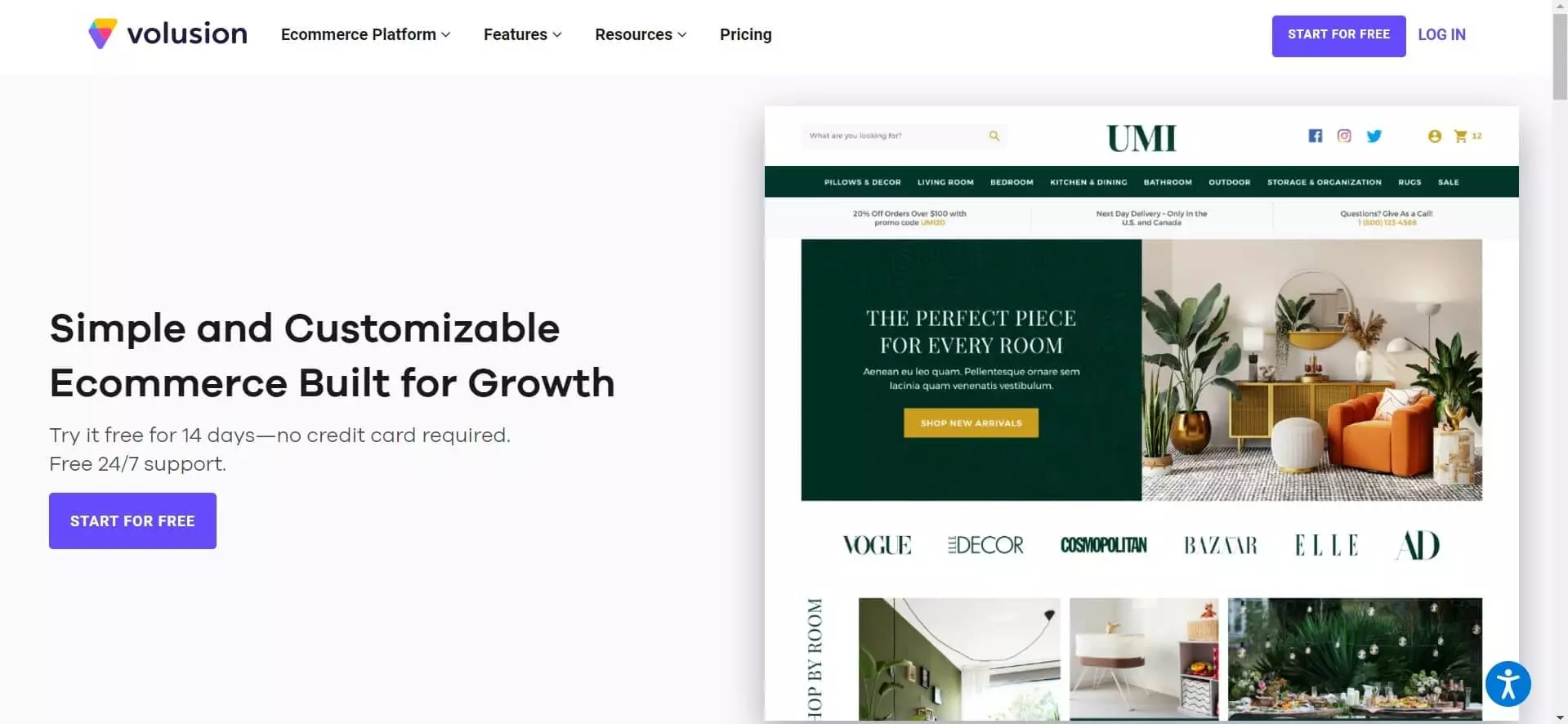 volusion free eCommerce platforms