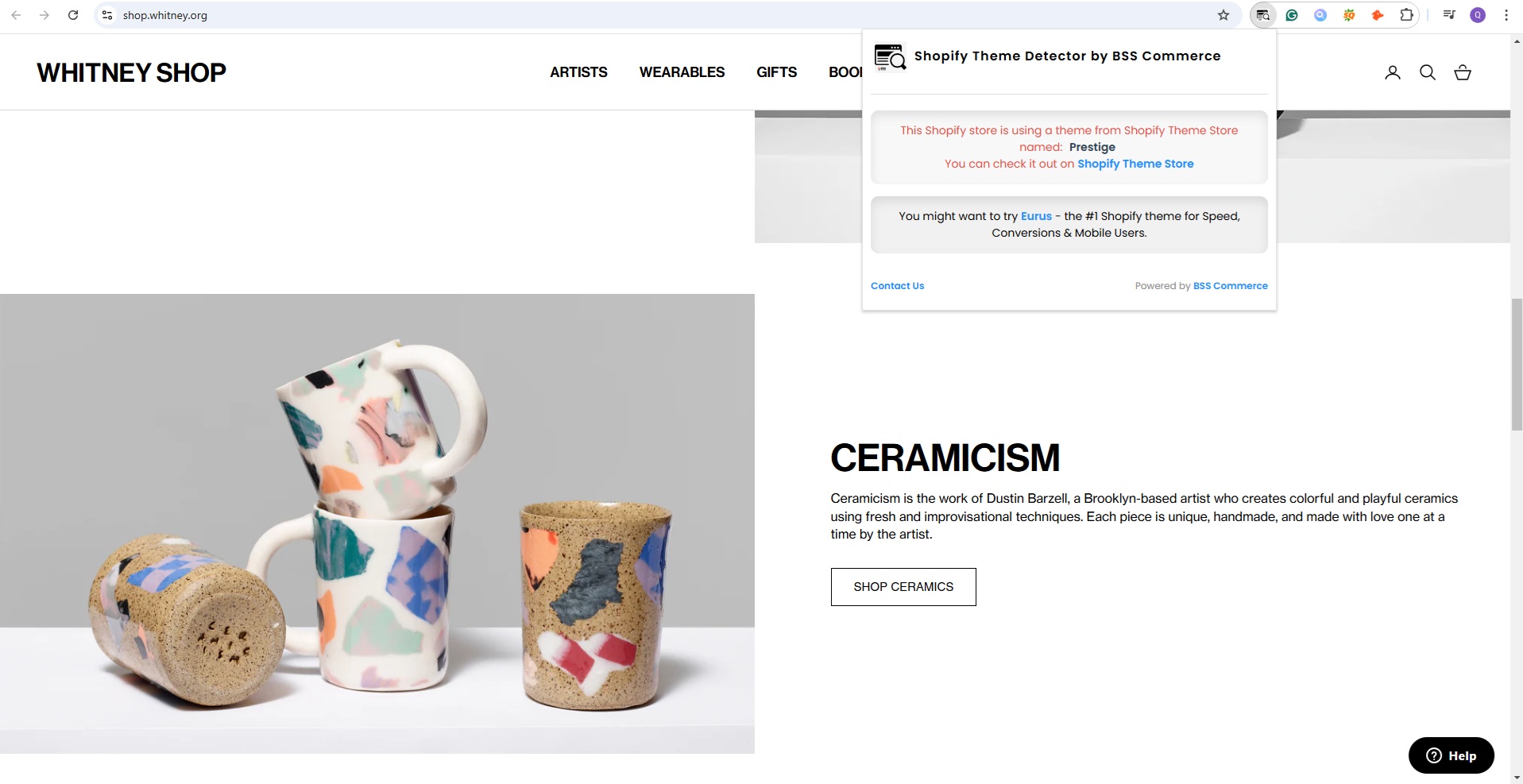 The website of Whitney Shop