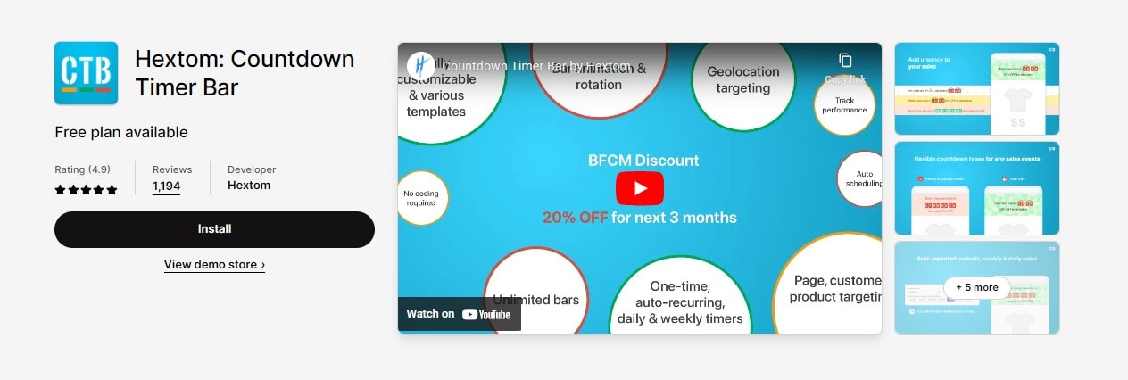 Hextom - shopify countdown timer app