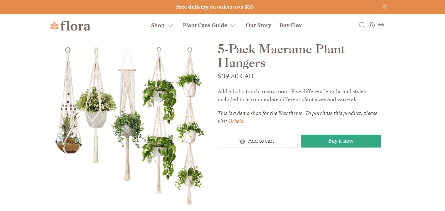 Product page Flex Shopify Theme