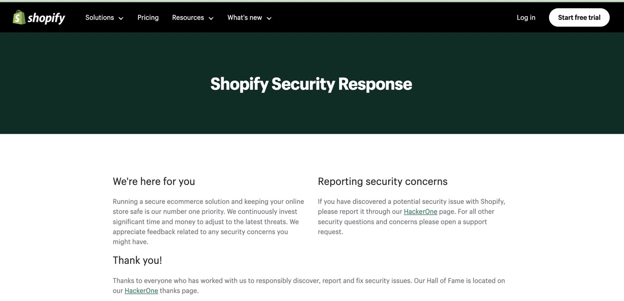 Shopify has a secure backend