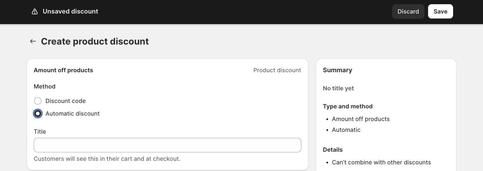 Select the Automatic Discounts option