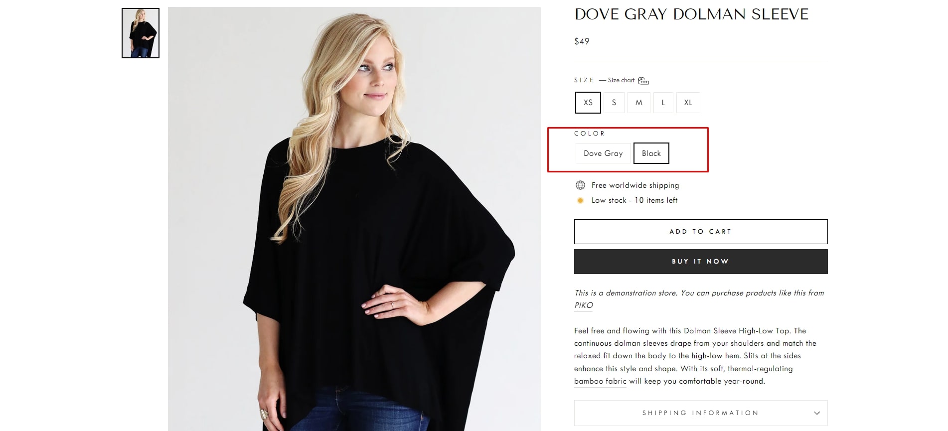color swatch implulse theme shopify