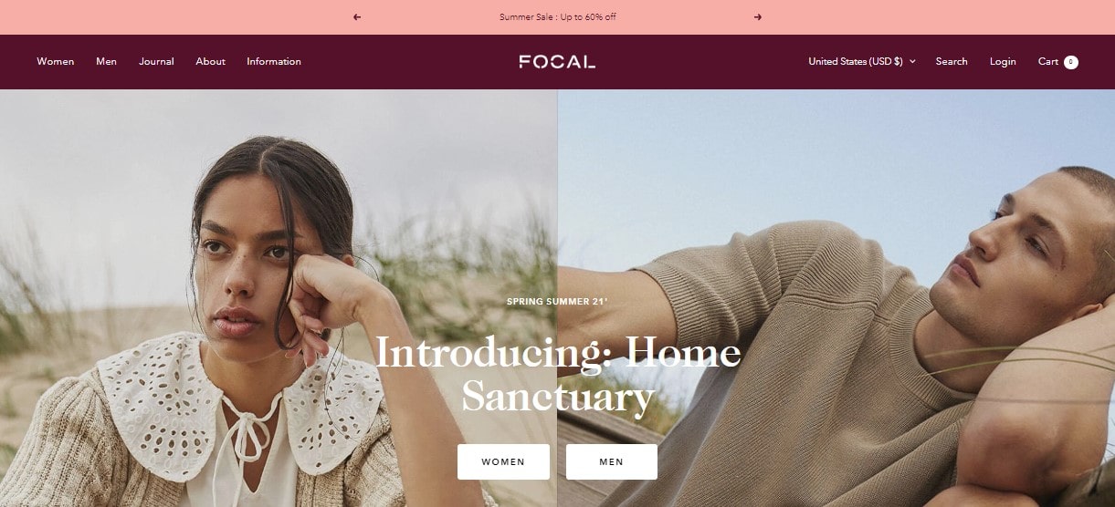 focal shopify theme - ivory style