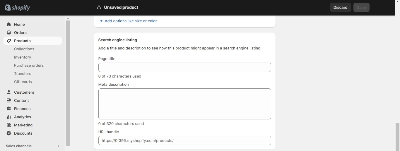 how to add products to Shopify search engine listing