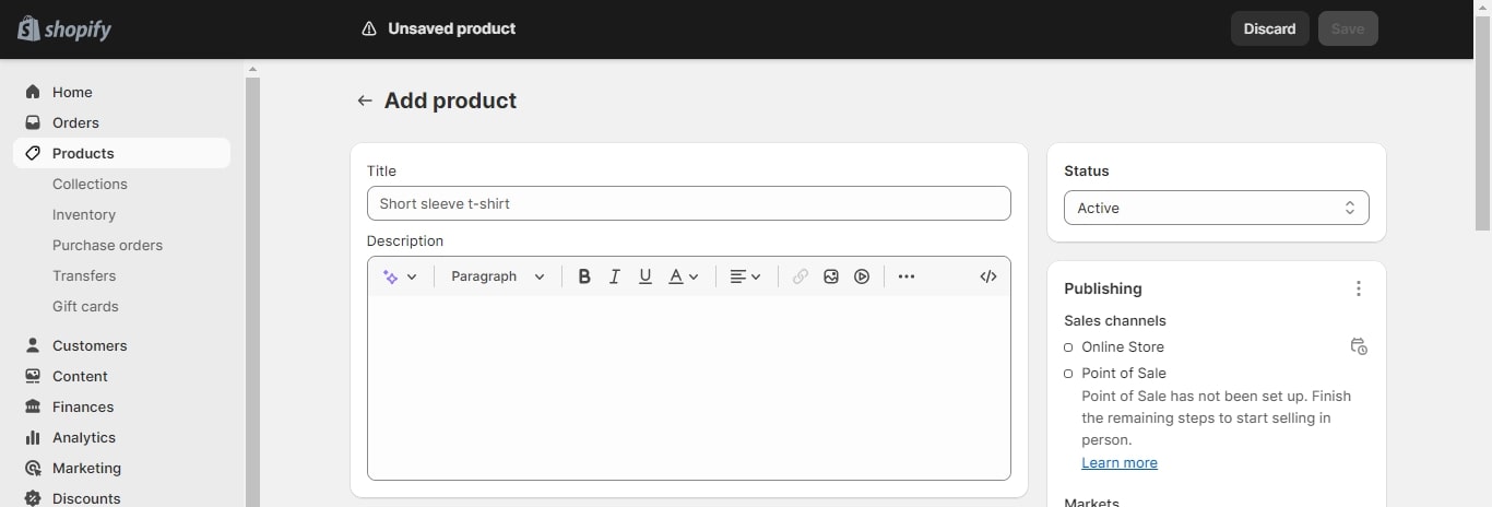 how to add products to Shopify title description