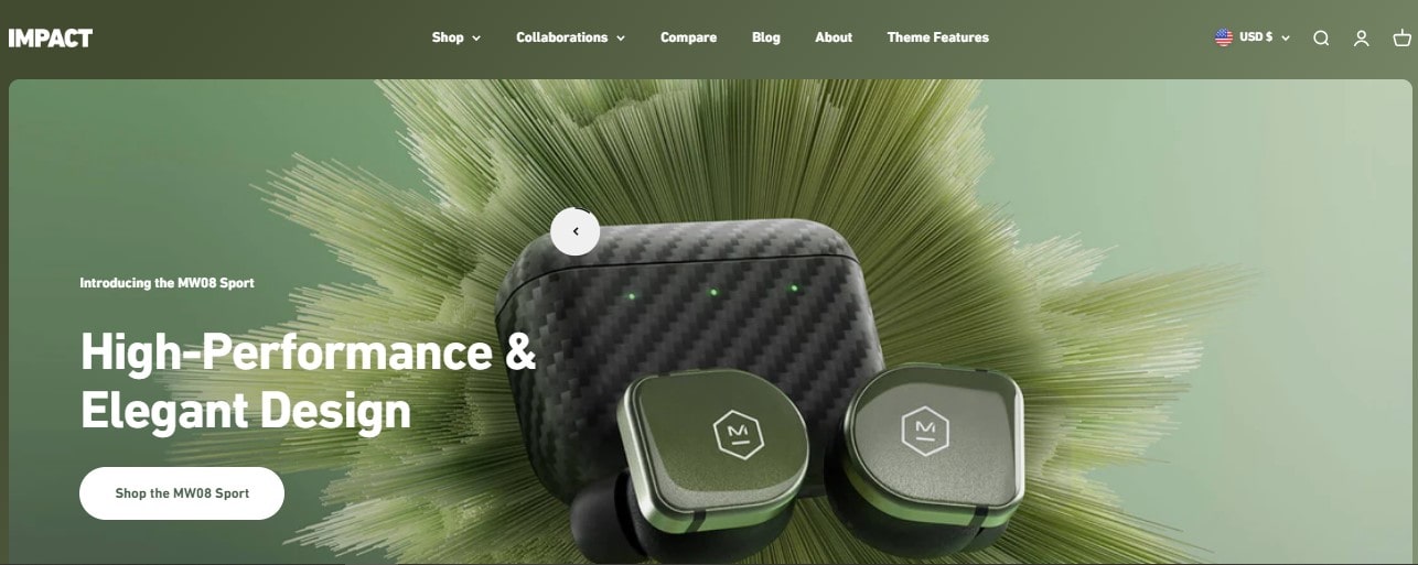 impact shopify theme - sound style
