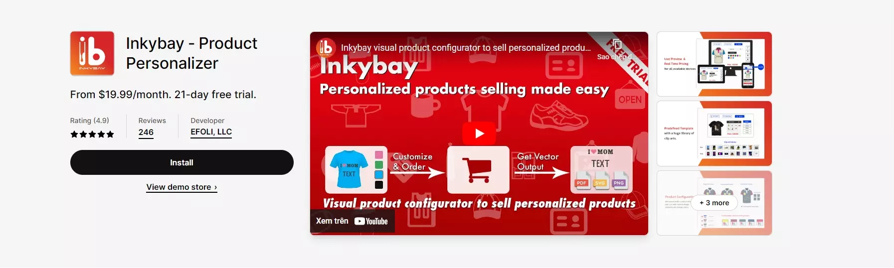 inkybay shopify product customizer app