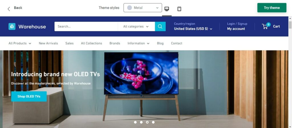metal shopify warehouse theme