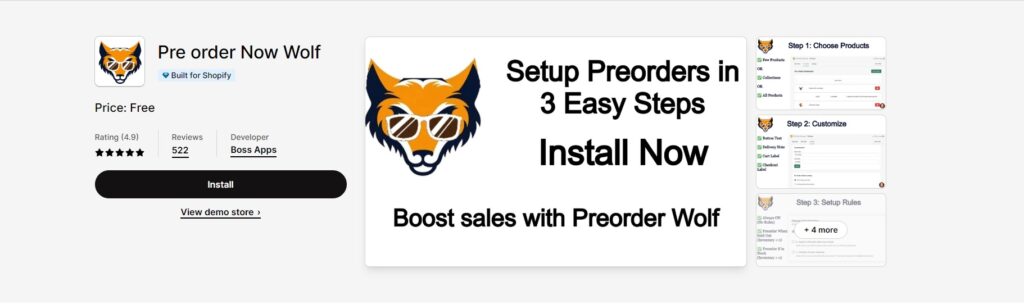 now wolf shopify pre order app