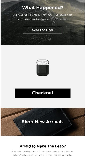 shopify abandoned cart email nomad example