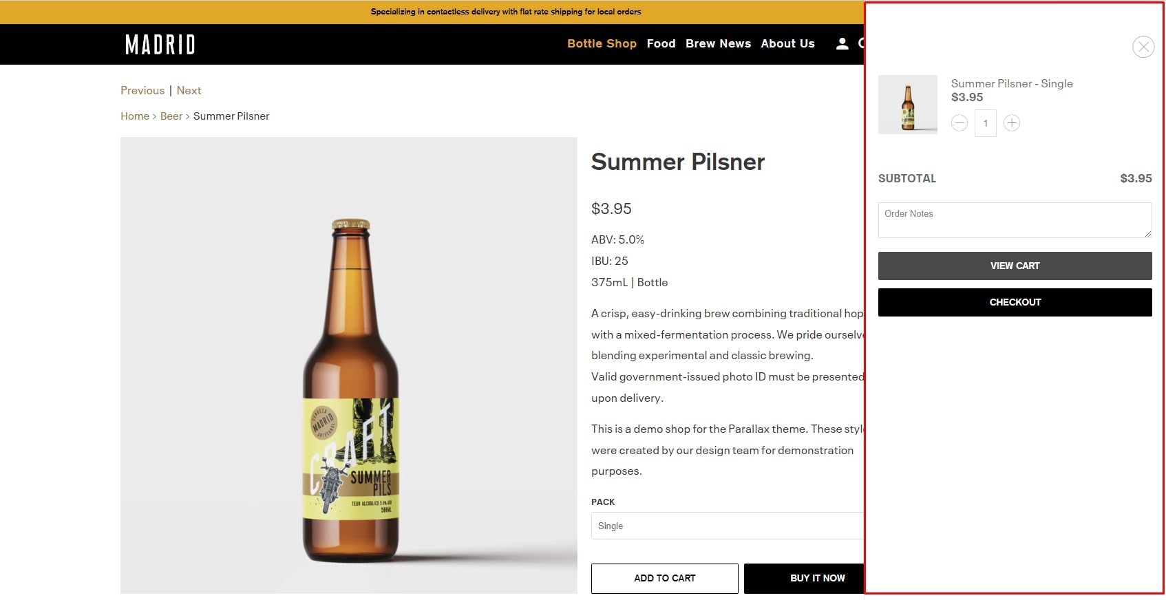 parallax shopify theme