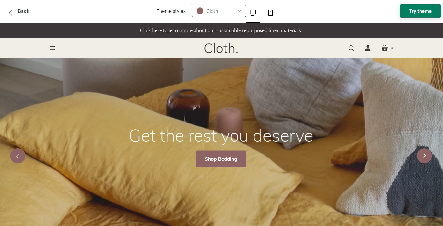 startup shopify theme - cloth preset