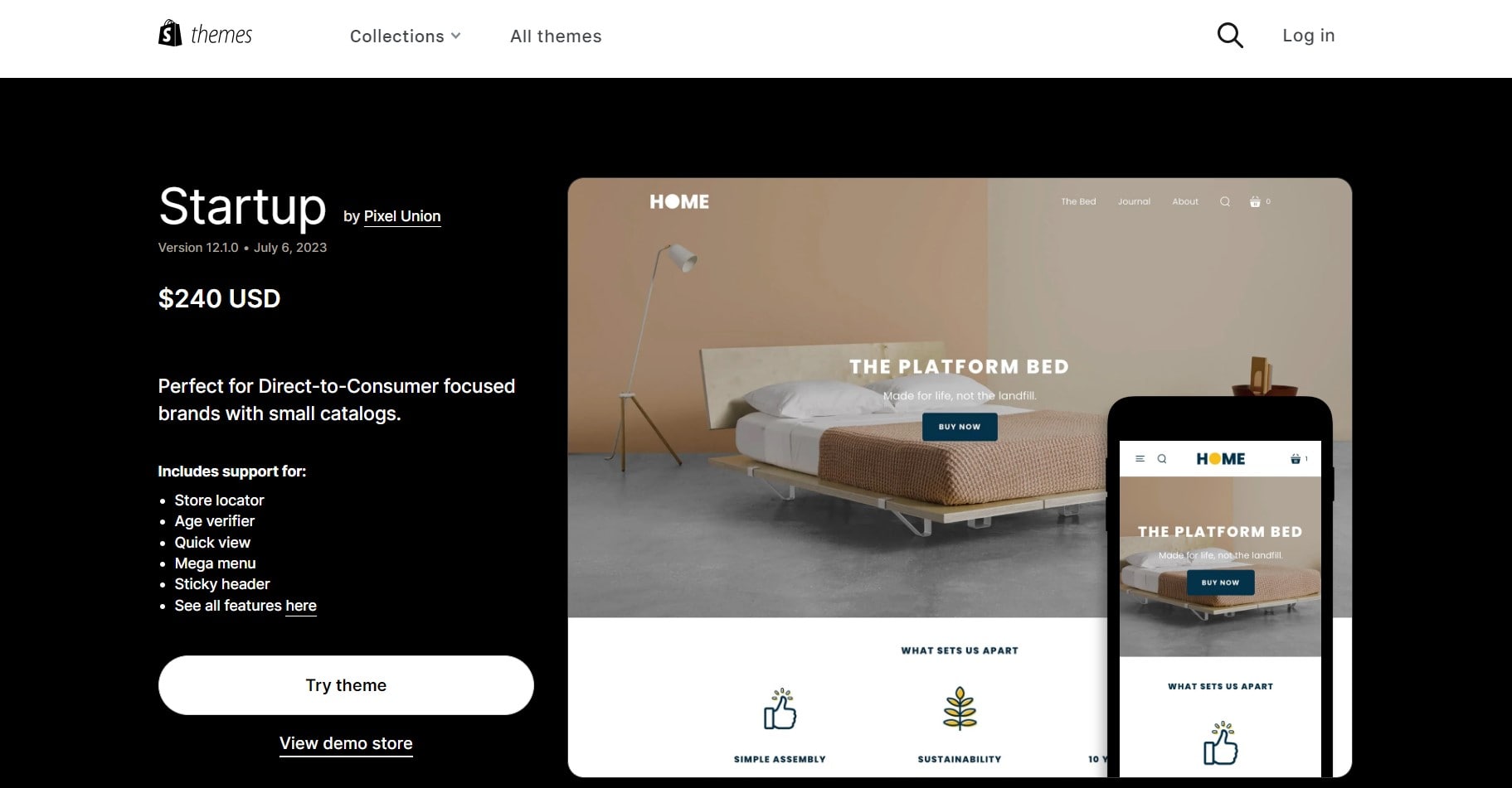 startup theme shopify