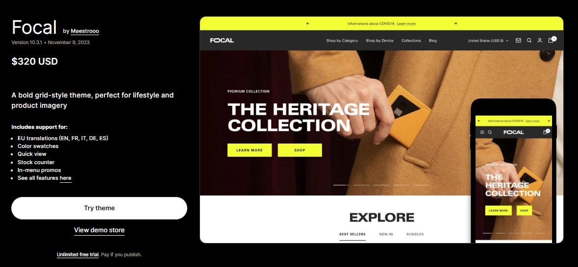 what is focal shopify theme