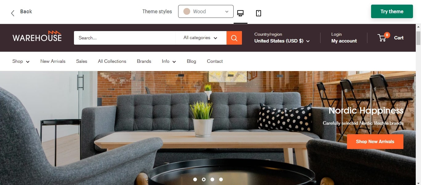 wood shopify warehouse theme