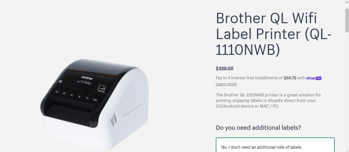 Brother QL Wifi Label Printer