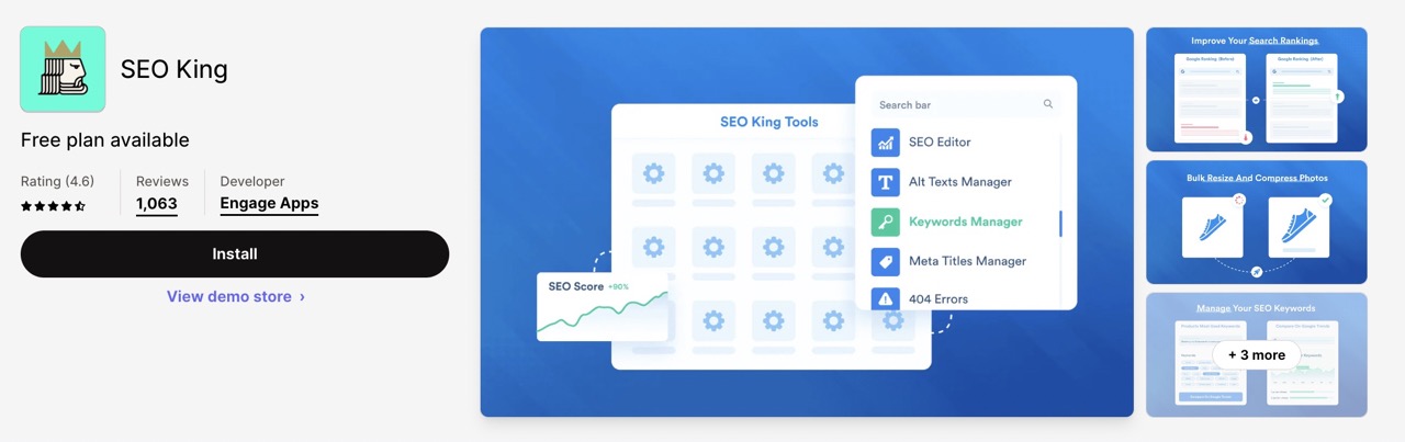 SEO King by Engage Apps stands out as a top-tier Shopify app