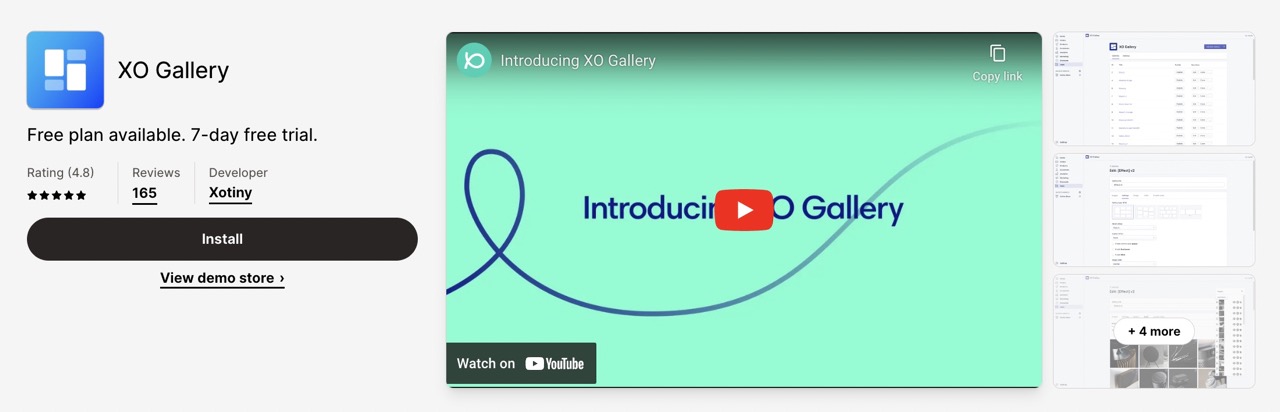 XO Gallery, made by Xopify, is an awesome Shopify gallery app