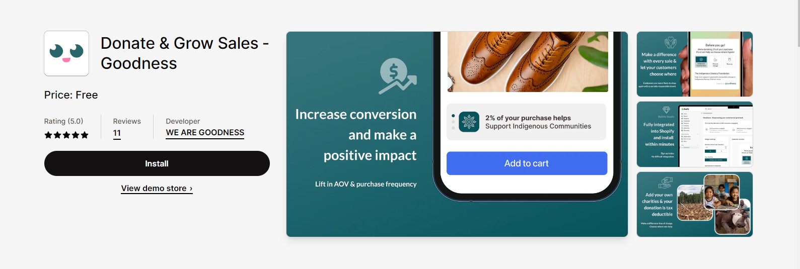 shopify donation app goodness