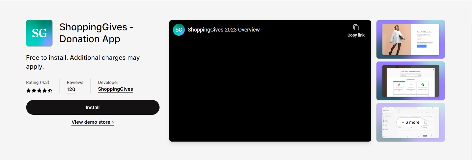 shopify donation app shoppinggives