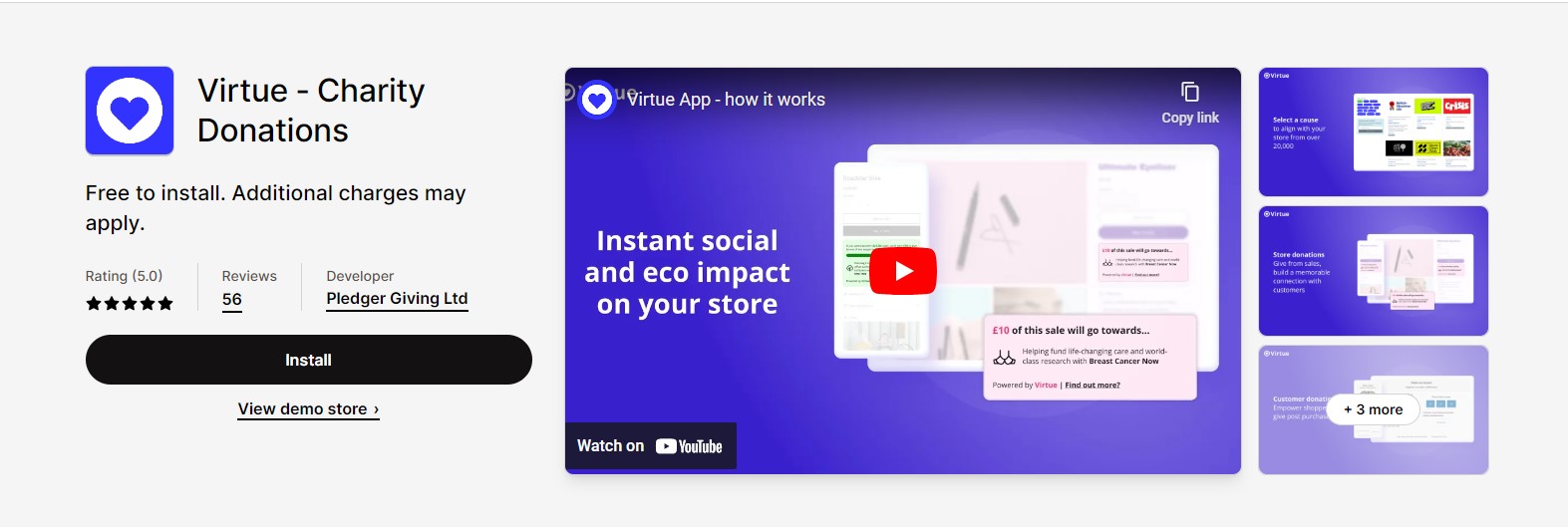 shopify donation app virtue