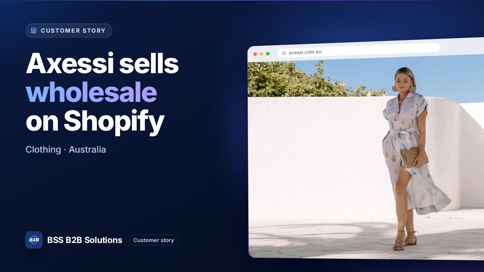 Browser window showing the merchant storefront, Axessi sells wholesale on Shopify. Cover for: How AXESSI Tripled Wholesale Revenue with a Seamless Shopify B2B Portal