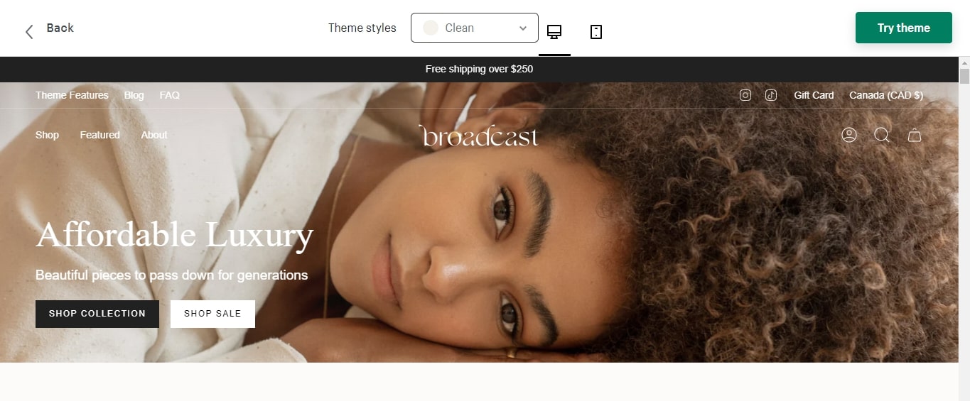 broadcast Shopify blog themes