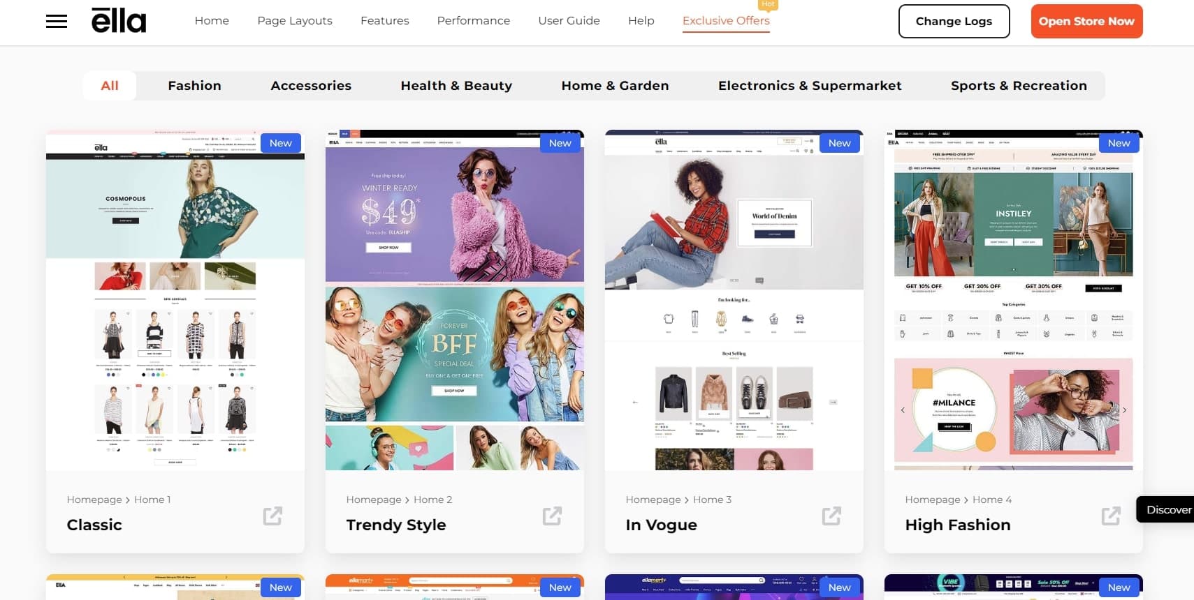 ella shopify theme multiple layouts