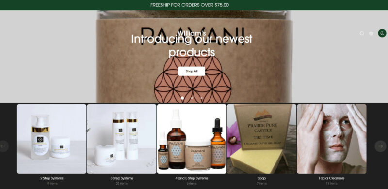 sample Shopify websites William's
