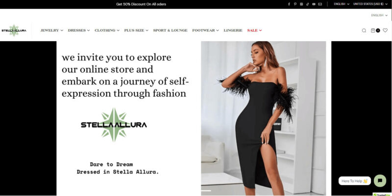 Stella Allura Shopify example website
