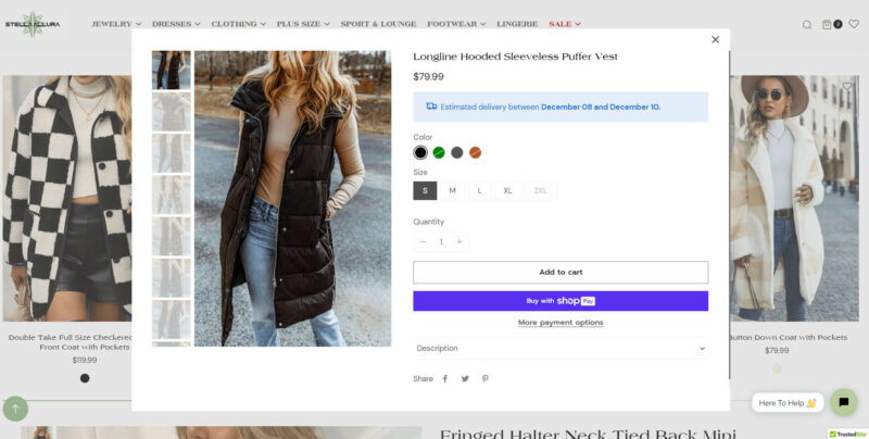 Stella Allura Shopify example website