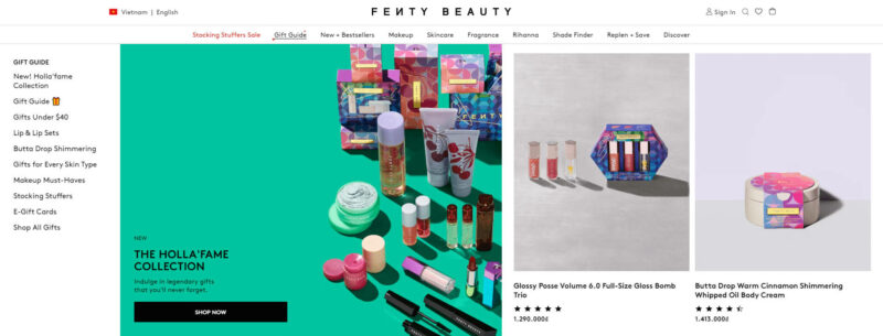 Fenty Shopify Website Examples