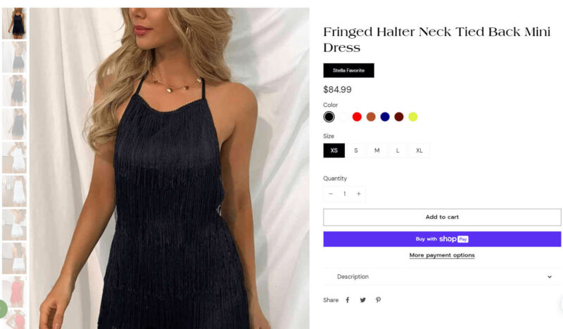 Stella Allura Shopify example website