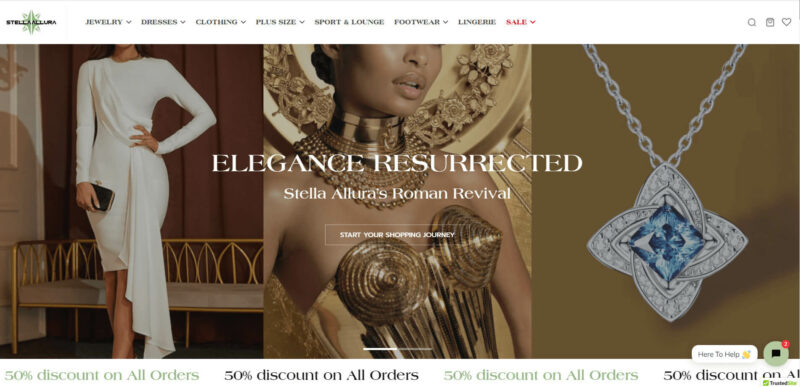 Stella Allura Shopify example website