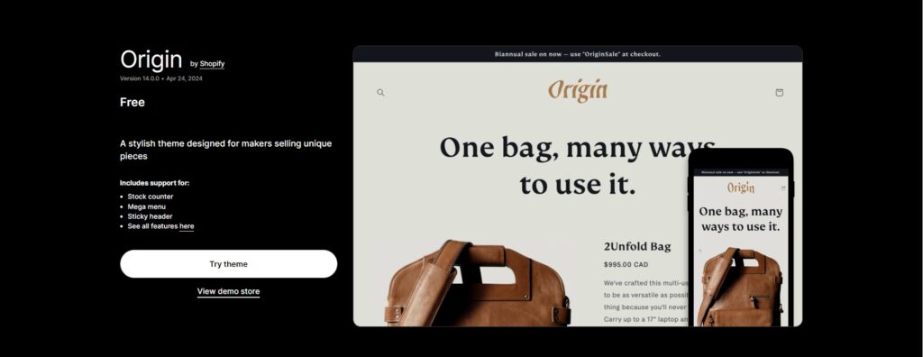  best Shopify theme for custom products - origin theme