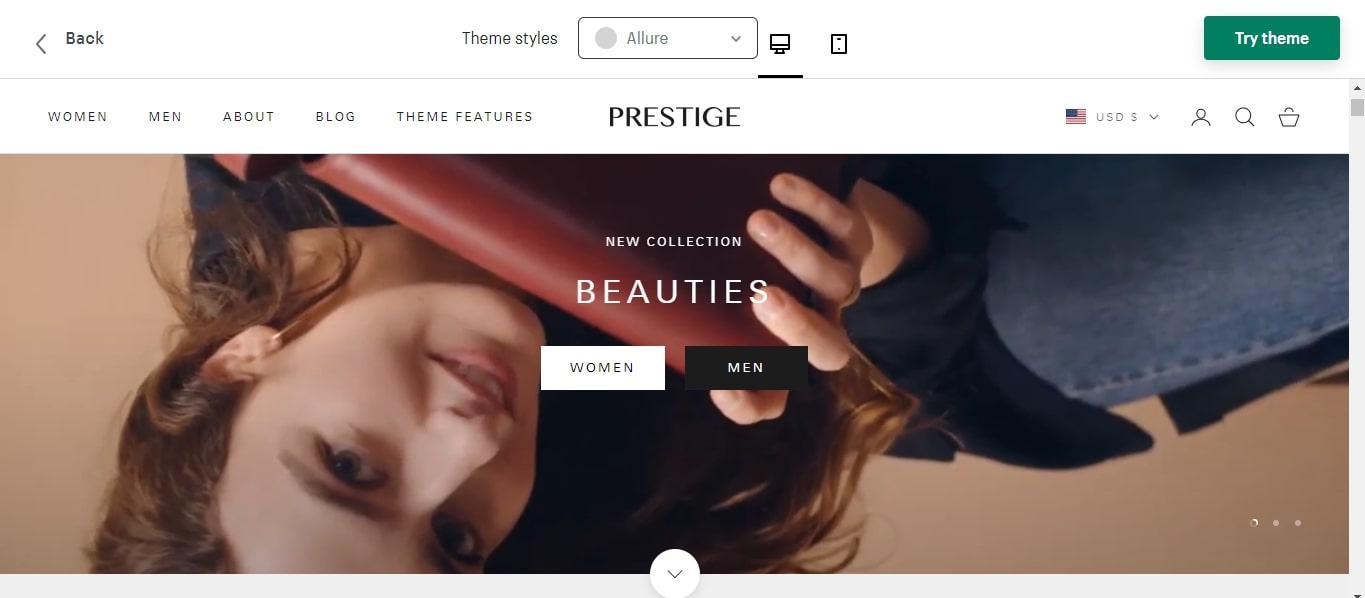 prestige Shopify blog themes