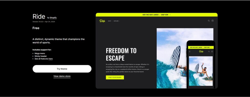  best Shopify theme for custom products - ride theme