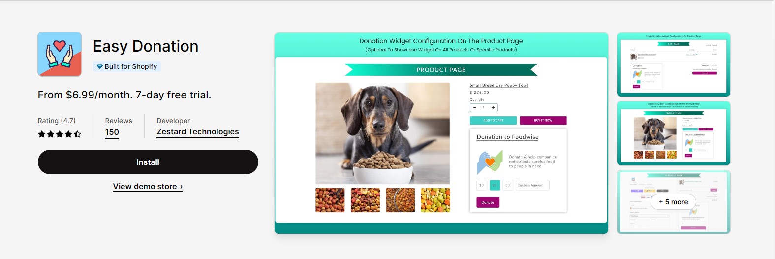 shopify donation app easy donation