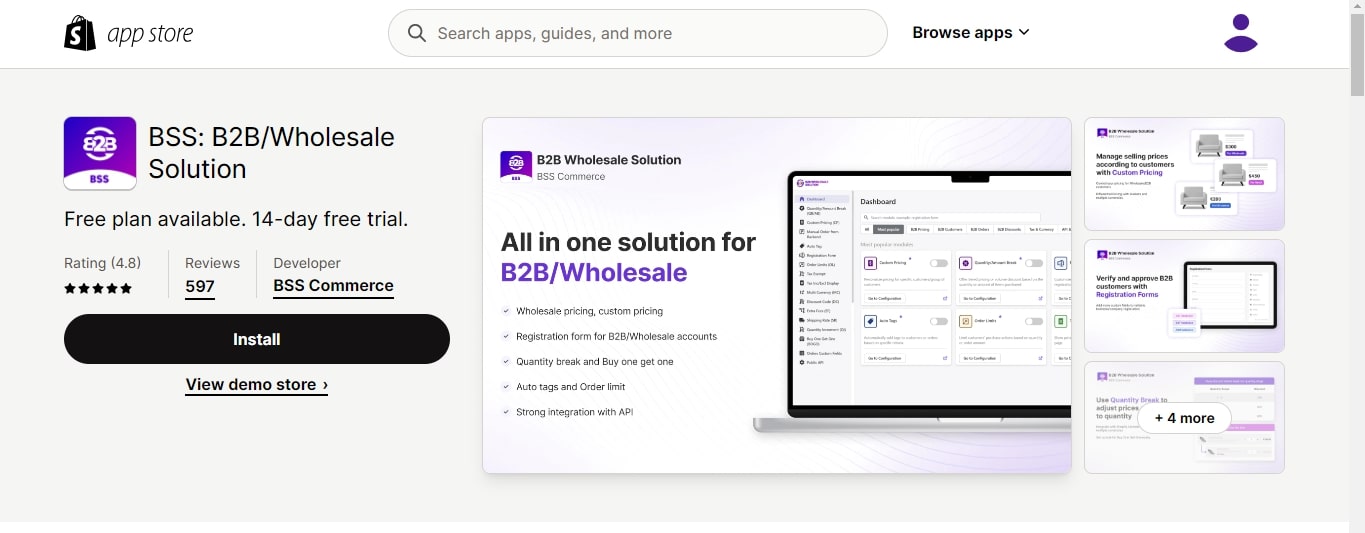 B2B/Wholesale Solution application by BSS Commerce