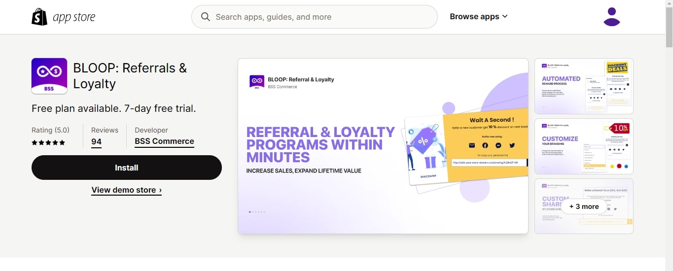 BLOOP: Referrals & Loyalty app by BSS Commerce