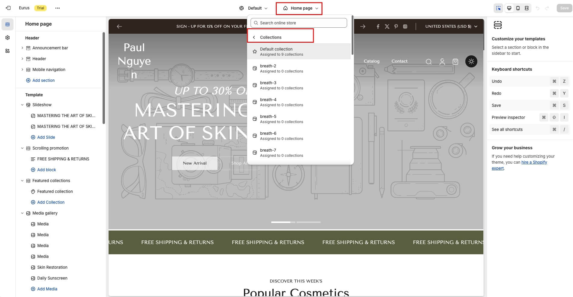 Choose 'Collections' page - add subcollection in shopify