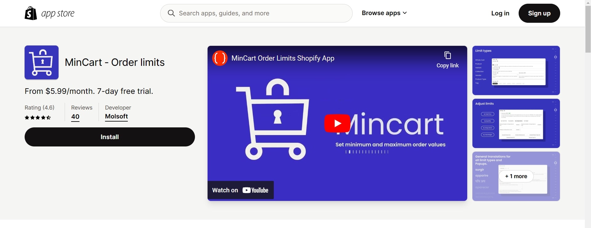 MinCart ‑ Order limits