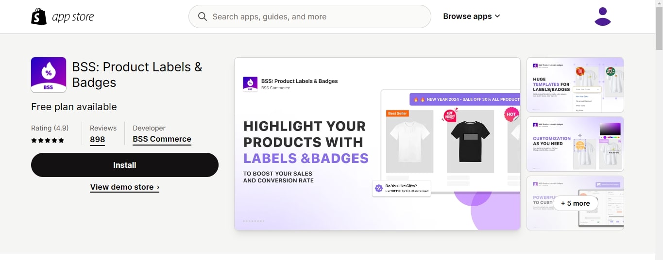 Product Labels and Badges app by BSS Commerce