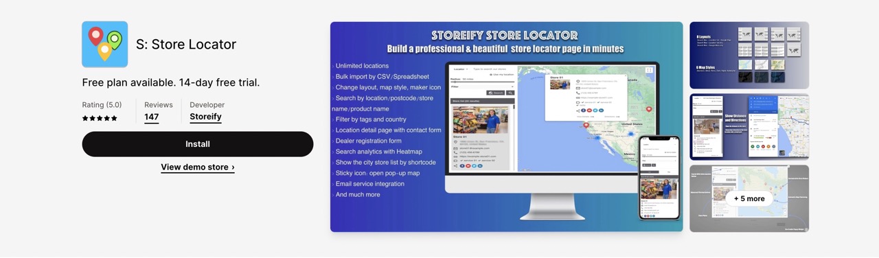 The Store Locator Shopify app is a useful tool that can display all your physical stores